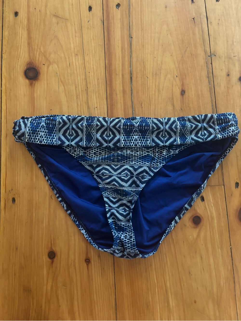 La Blanca Blue Geometric Fold Over Bikini Bottoms US 16